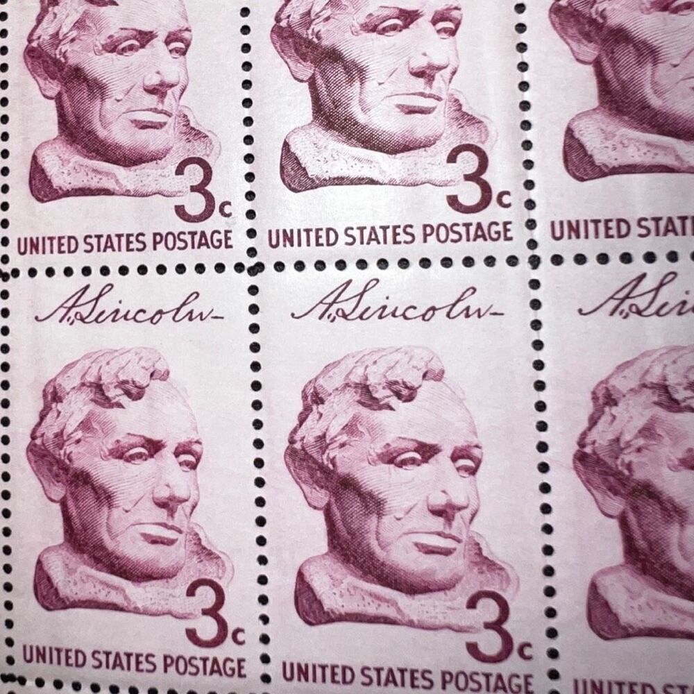 Vintage 1959 Scott # 1114 Bust Of Lincoln -3c - NMNH Full Sheet of 50 Stamps